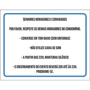 Kit 3 Placa Senhores Moradores Respeitar Baixo Caixa 36X46