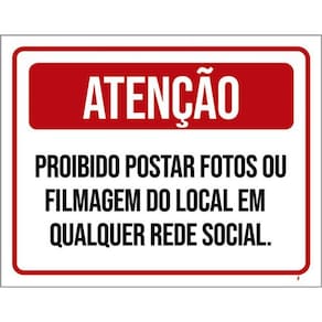 Kit 5 Placa Proibido Postar Fotos Filmagem Local36X46