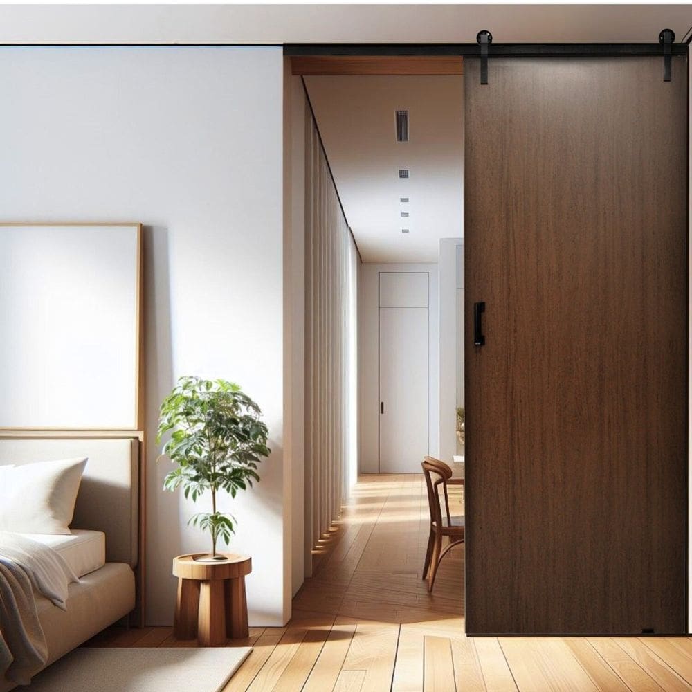 Porta de Madeira Celeiro Sobrepor 215x70cm  melamínica MDF Ultra MGM Ipê
