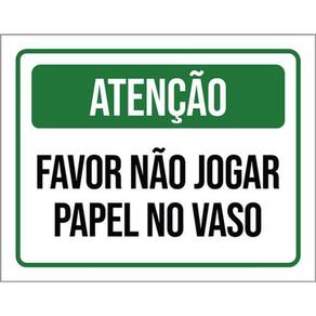 Kit 5 Placa Favor Jogar Papel No Vaso Ver36X46