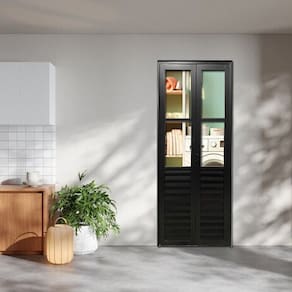 Porta Camarão Palheta Com Vidro Linha 25 210x90 Lado Direito Preto