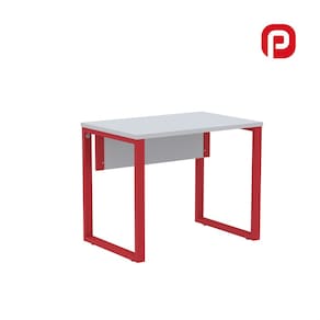 Mesa para Escritório Industrial 90cm Pe25 Cinza/Vermelho