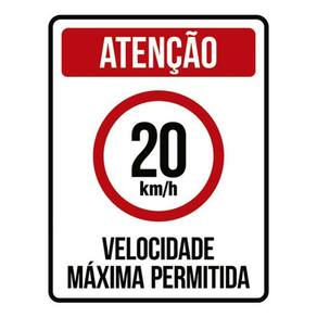 Kit 5 Placas Sinalização - Velocidade Máxima 20Km Máximo