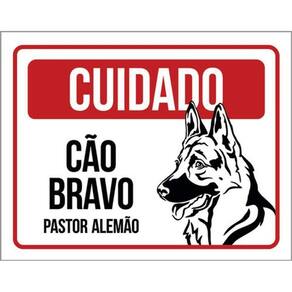 Kit 5 Placas Cuidado Cão Bravo Pastor Alemão Pb 36X46