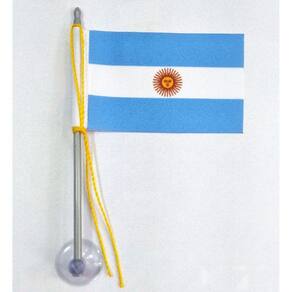 Mini Bandeira Argentina Com Ventosa Poliéster 5,5Cm X 8,5Cm