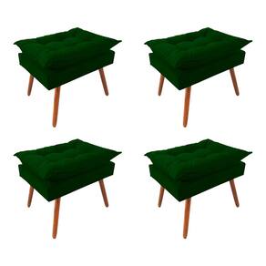 Kit 4 Puff Opala Premium Almofadada para Decoração Sala de Estar - Veludo Verde