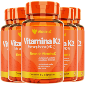 Kit Com 5 Vitamina K2 Menaquinona Mk-7 1 Cápsula Ao Dia 100% Idr Total 300 Cápsulas - Videira7