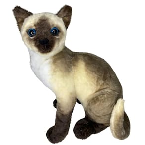 Gato De Pelúcia Siamês Realista Sentado 35Cm