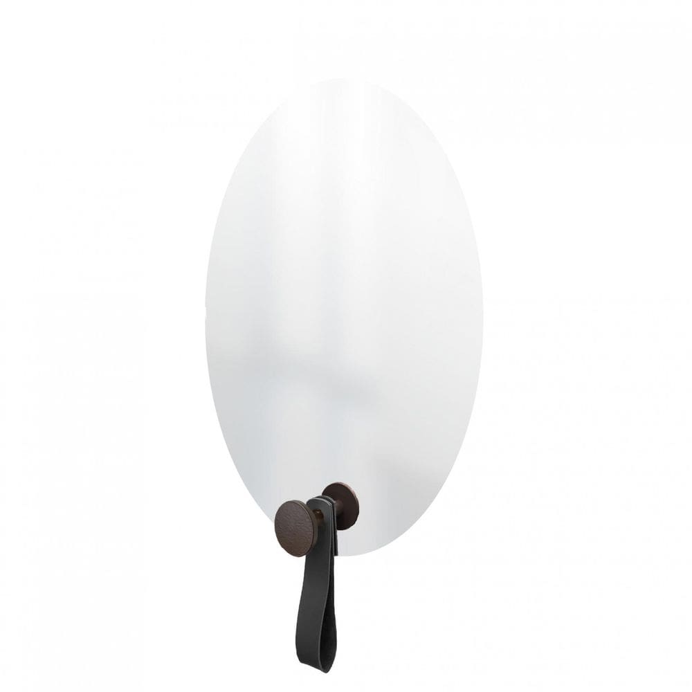 Espelho Funcional Hook Corten Com Corino Preto 60X40Cm Oval
