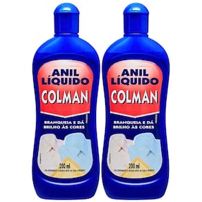 Kit 02 Anil Liquido Colman 200Ml Branqueia E Dá Brilho As