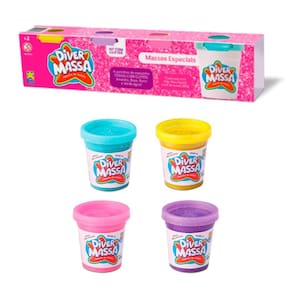 Kit Massinhas Divertidas Com Glitters 4 Potes 50G