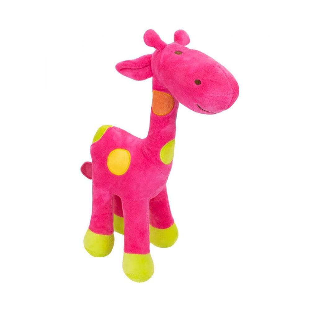 Girafa Rosa Com Pintas Coloridas 34Cm - Pelúcia