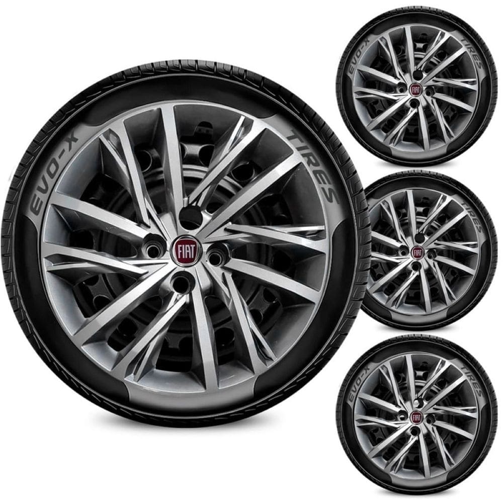 Jogo 4 Calotas Aro 15 4x100 Fiat Prata