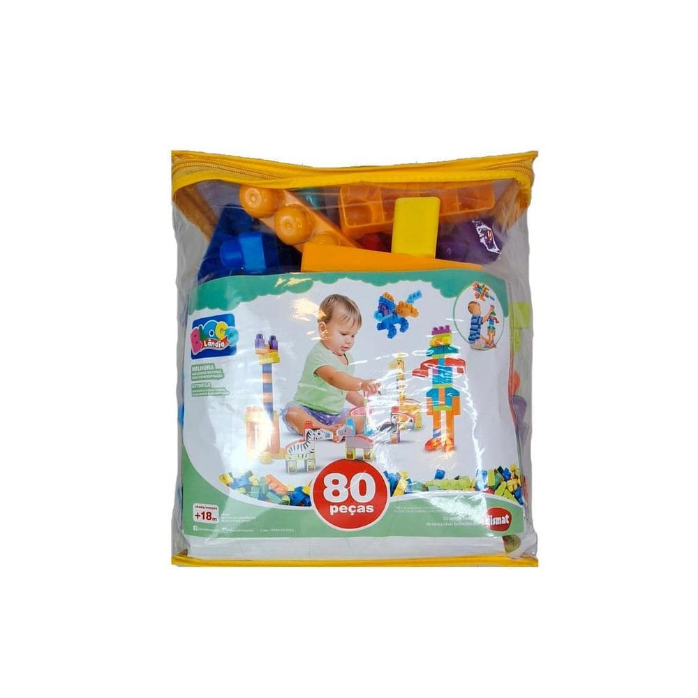 Sacola Blocos De Montar Blocolândia 80 Peças Mk451 - Dismat