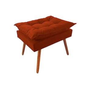 Puff Opala Premium Almofadada para Decoracao Sala de Estar Veludo Laranja Terracota