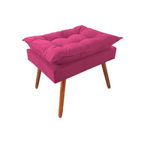Puff Opala Premium Almofadada para Decoracao Sala de Estar Veludo Rosa