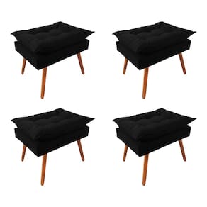 Kit 4 Puff Opala Premium Almofadada para Decoração Sala de Estar - Veludo Preto