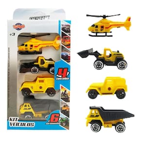 Kit Mini Veículos Carrinhos Amarelo 4 Un - Toyng