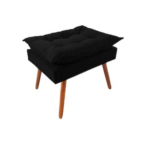 Puff Opala Premium Almofadada para Decoracao Sala de Estar Veludo Preto