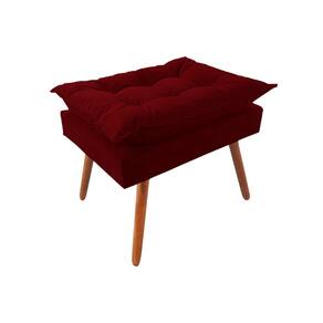 Puff Opala Premium Almofadada para Decoracao Sala de Estar Veludo Vermelho Marsala