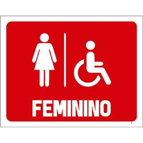 Kit 5 Placas Vermelho Banheiro Feminino 36X46