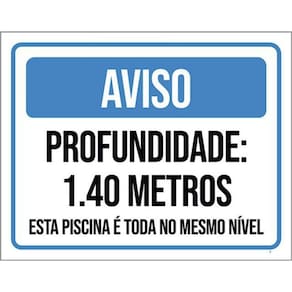 Kit 5 Placas Aviso Profundidade 1 E 40 Metros Piscina 36X46