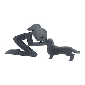 Menina E Salsicha Cachorro Pet Decoração 3D