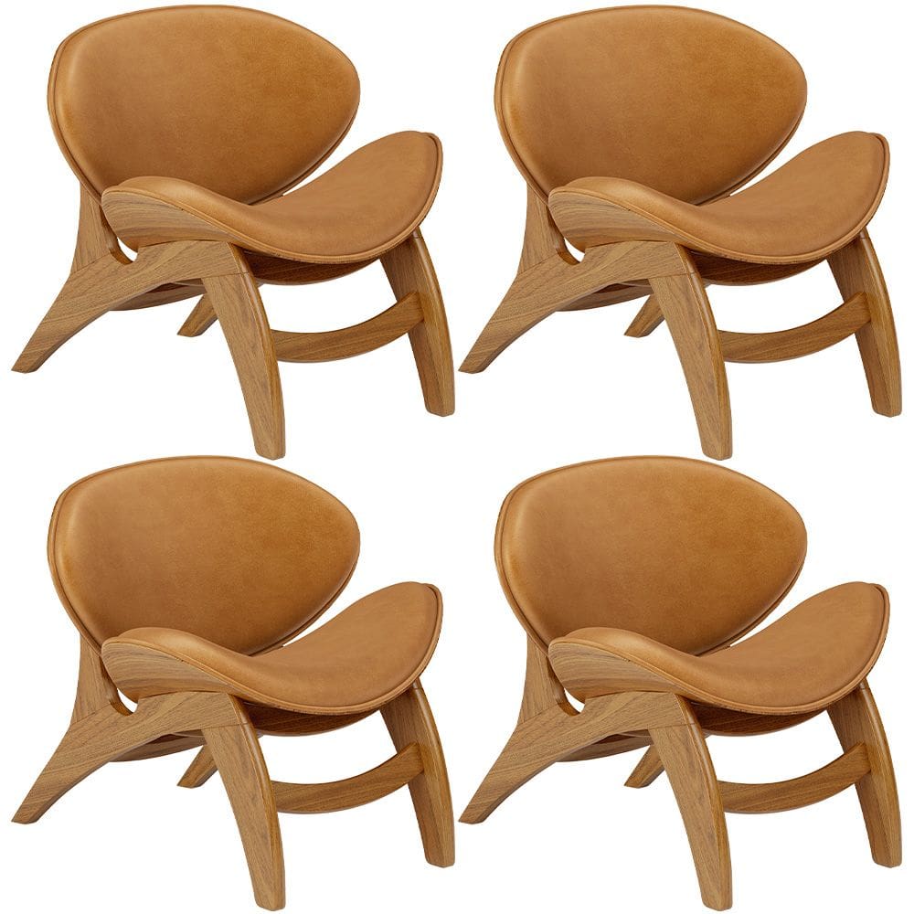 Kit 4 Poltronas Decorativa Orgânica Sala Living Kadosh L02 Couríssimo Canela - Lyam Decor