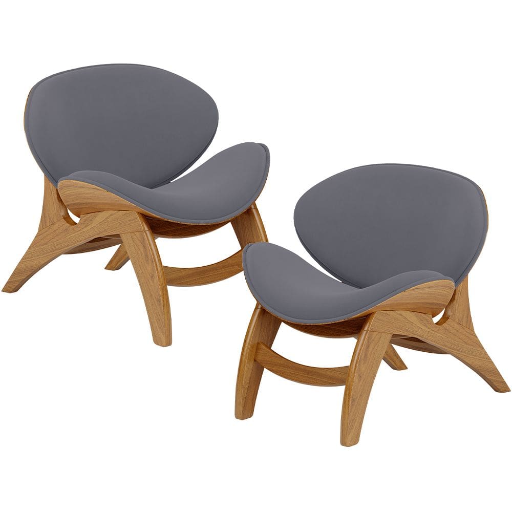 Kit 2 Poltronas Decorativa Orgânica Sala Living Kadosh L02 Suede Cinza - Lyam Decor