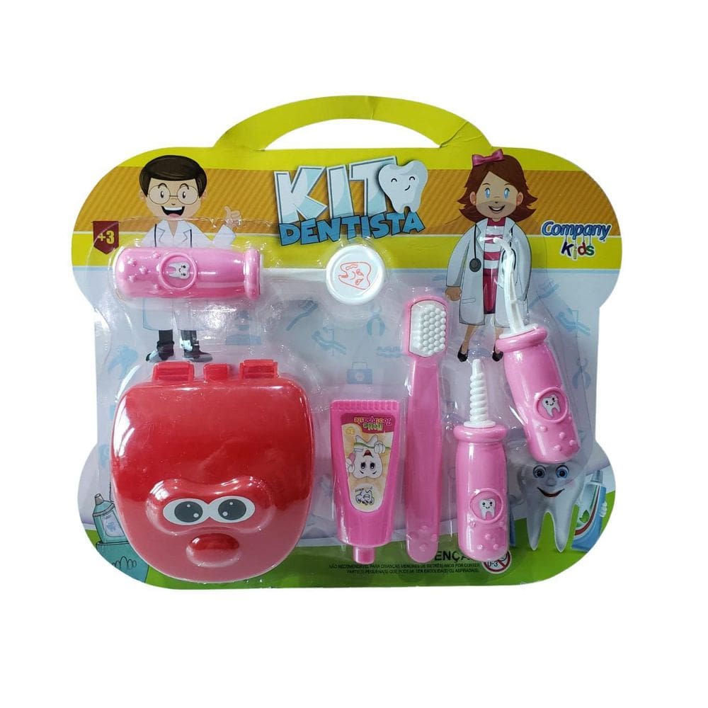 Kit Dentista Rosa Menina Brinquedo Infantil 6 Peças