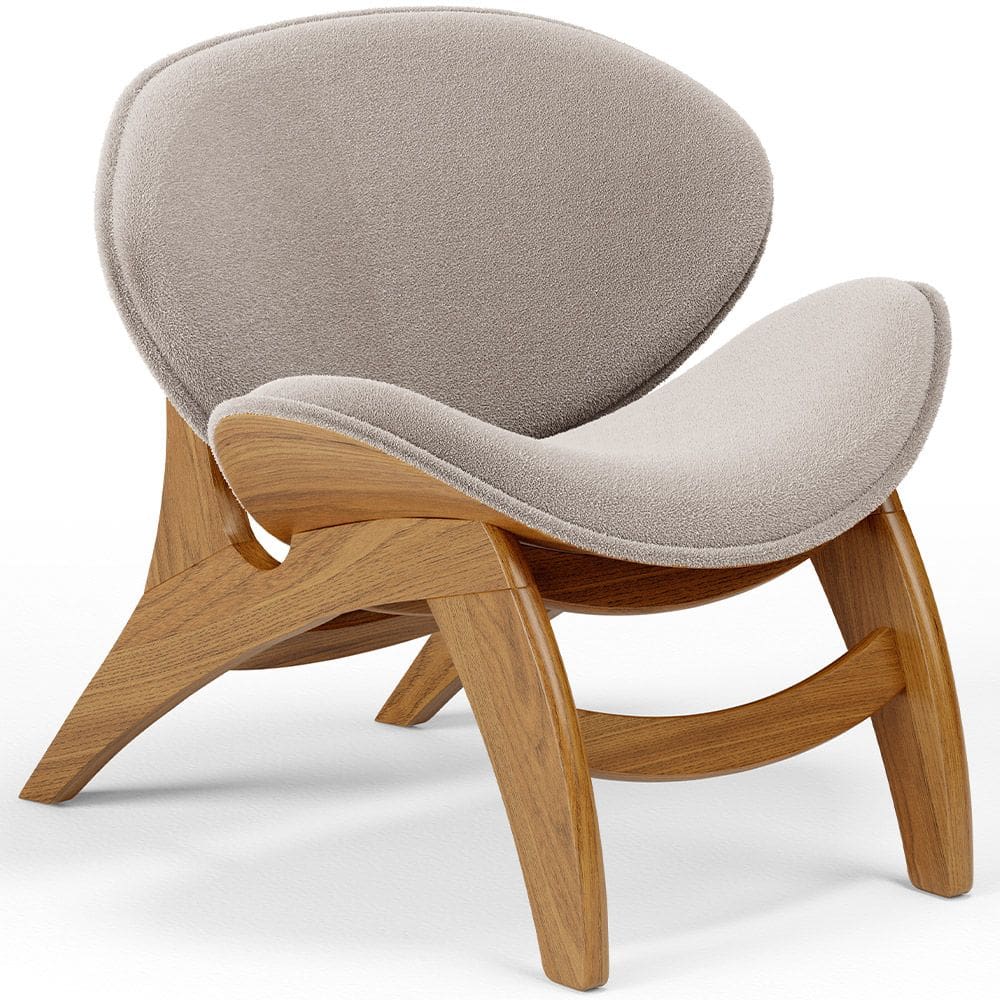 Poltrona Decorativa Orgânica Sala Living Kadosh L02 Bouclê Creme - Lyam Decor