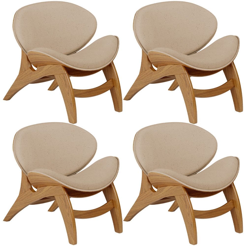 Kit 4 Poltronas Decorativa Orgânica Sala Living Kadosh L02 Linho Bege Escuro - Lyam Decor