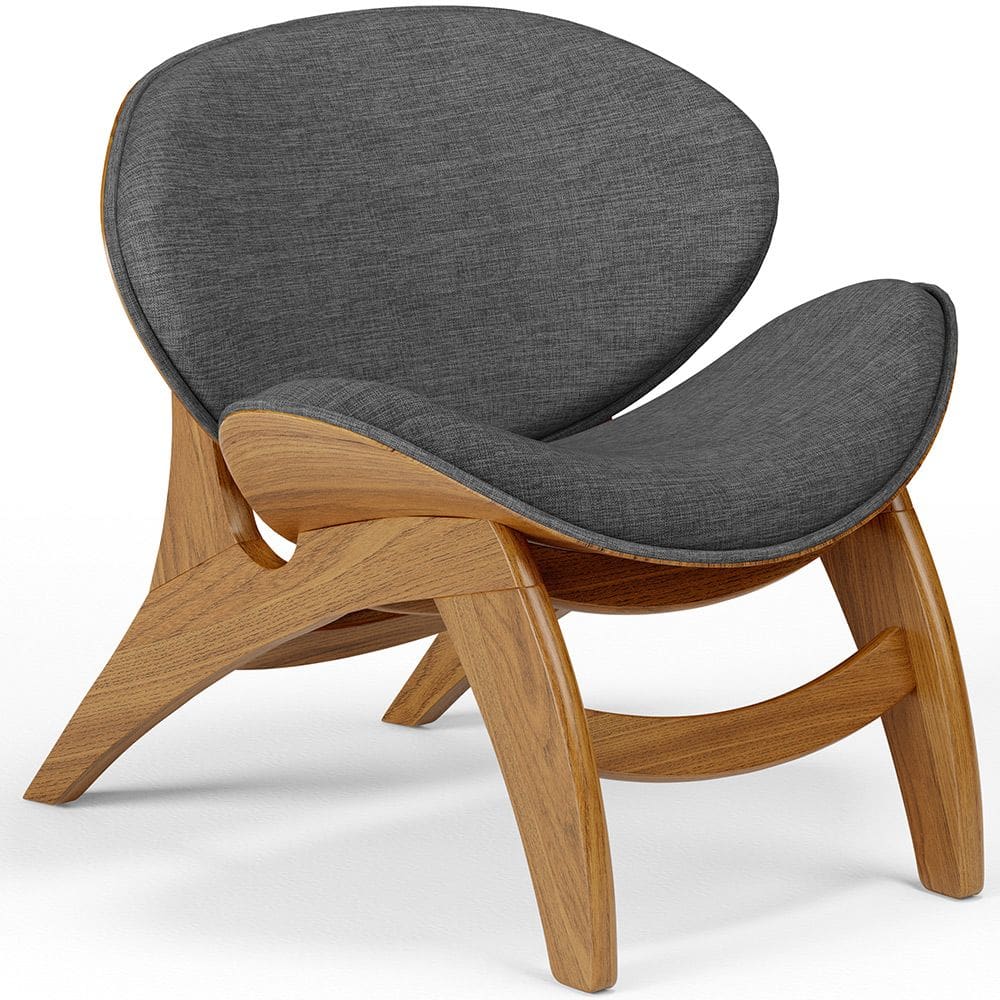 Poltrona Decorativa Orgânica Sala Living Kadosh L02 Linho Cinza Escuro - Lyam Decor
