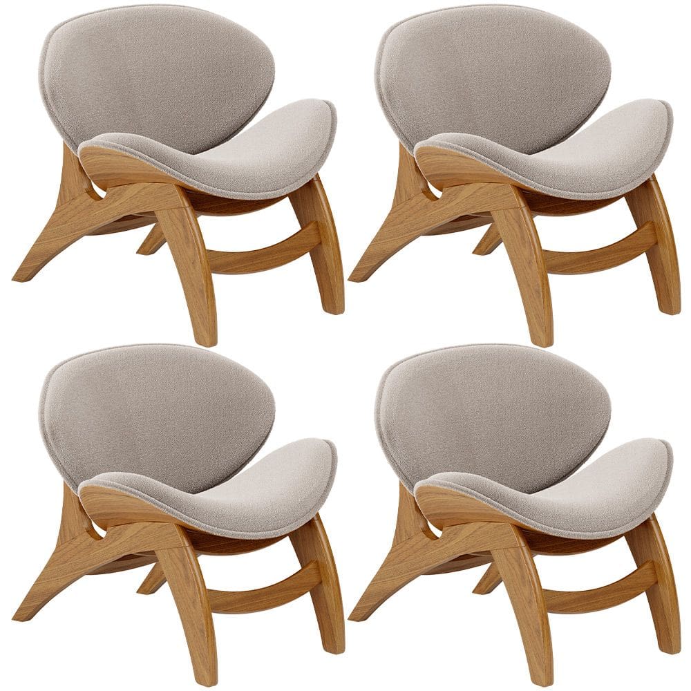 Kit 4 Poltronas Decorativa Orgânica Sala Living Kadosh L02 Bouclê Creme - Lyam Decor