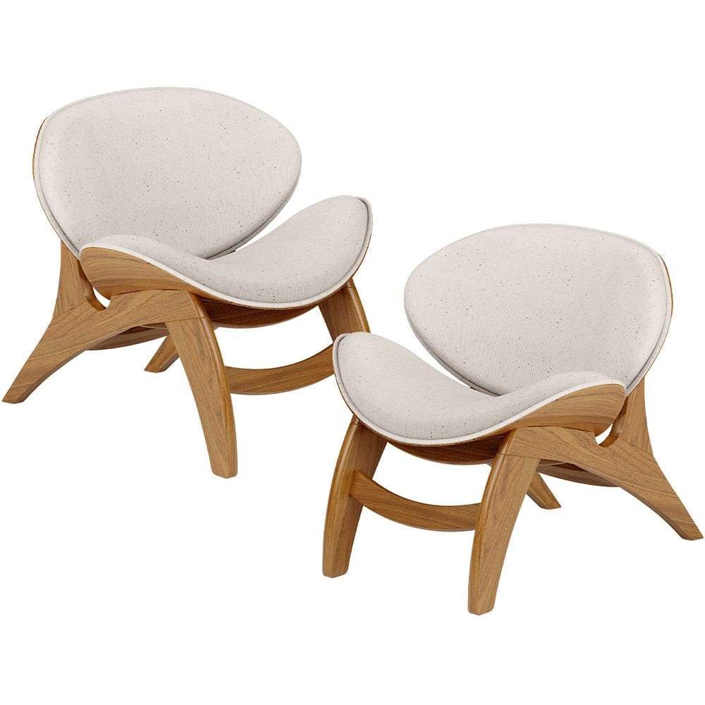 Kit 2 Poltronas Decorativa Orgânica Sala Living Kadosh L02 Linho Cru - Lyam Decor