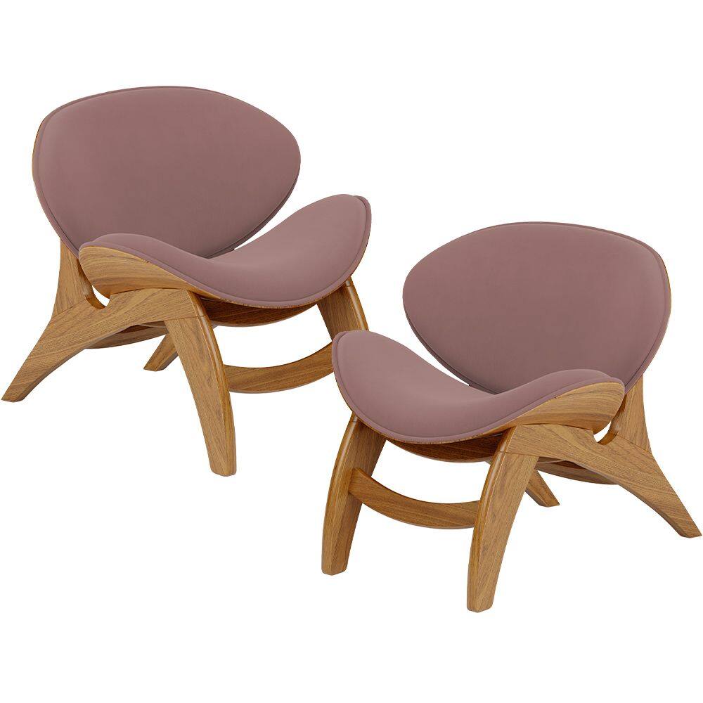 Kit 2 Poltronas Decorativa Orgânica Sala Living Kadosh L02 Suede Rosê - Lyam Decor