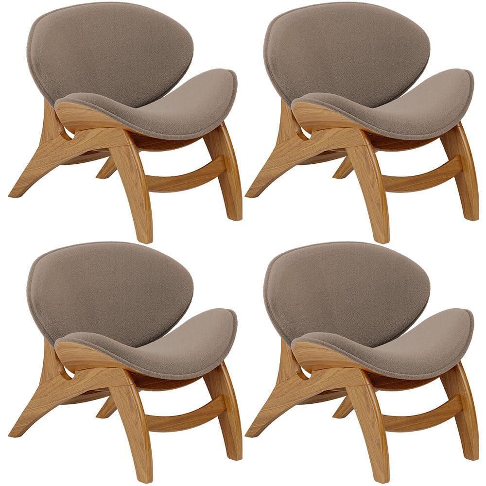 Kit 4 Poltronas Decorativa Orgânica Sala Living Kadosh L02 Bouclê Bege - Lyam Decor