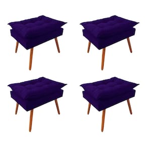 Kit 4 Puff Opala Premium Almofadada para Decoracao Sala de Estar Veludo Azul Marinho