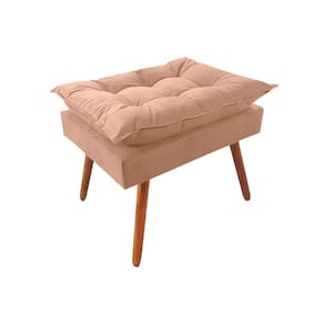 Puff Opala Premium Almofadada para Decoracao Sala de Estar Veludo Bege