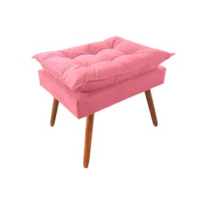 Puff Opala Premium Almofadada para Decoracao Sala de Estar Veludo Rose