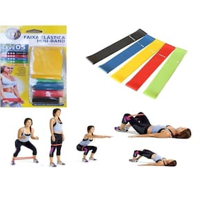 Kit Mini Band Faixa Elástica 5 Intensidade Pilates Funcional