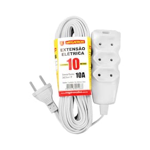 Ext. Elétrica Megatron 2P 10A 250V 0,75mm 03 Tomadas Res.