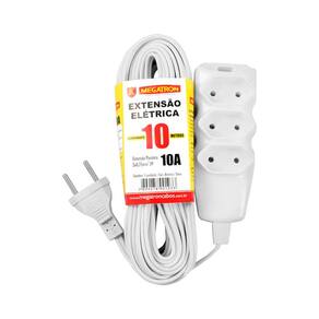 Ext. Elétrica Megatron 2P 10A 250V 0,75mm 03 Tomadas Res.