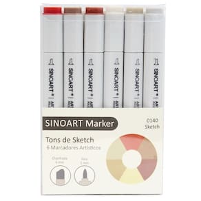 Kit Sinoart Marker 6 Canetas Tons - Terra Cota, Sépia, Coffe