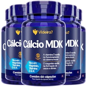 Kit 5 Calcio Mdk Magnésio Vitamina D Vitamina K 4X60 Cápsulas - Videira 7
