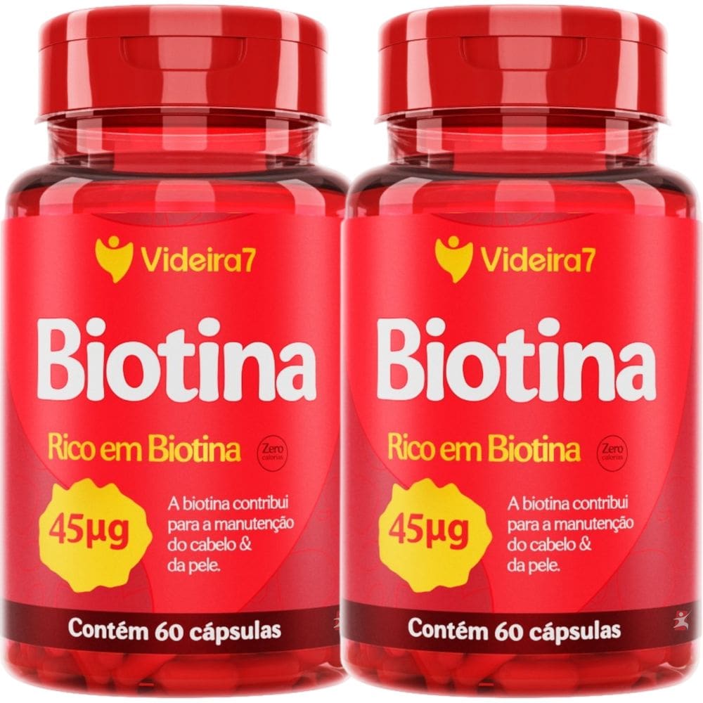 Kit 2 Biotina 45Mcg 150% Da Idr 1 Cápsula Ao Dia 60 Cápsulas Cada Total 120 Cápsulas – Videira7