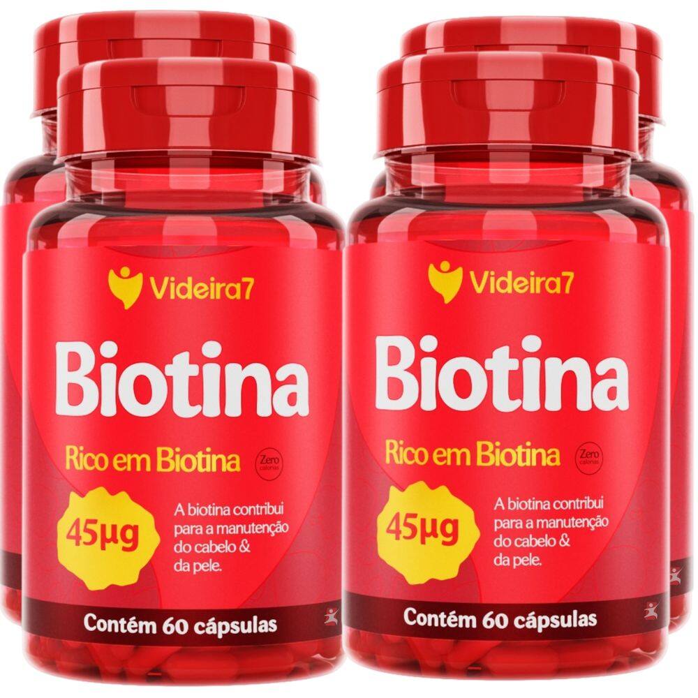 Biotina 45Mcg 150% Da Idr 1 Cápsula Ao Dia 60 Cápsulas – Videira7 | Kit Com 4