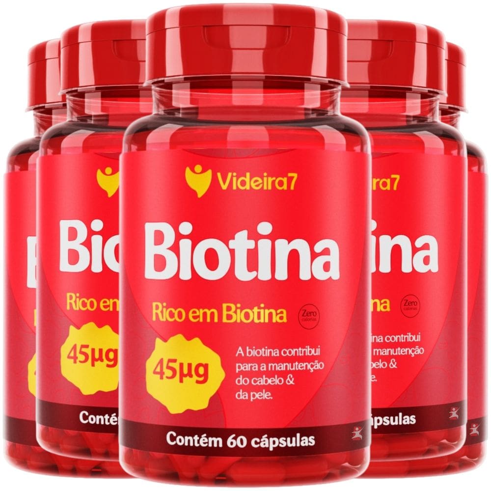Biotina 45Mcg 150% Da Idr 1 Cápsula Ao Dia 60 Cápsulas – Videira7 | Kit Com 5