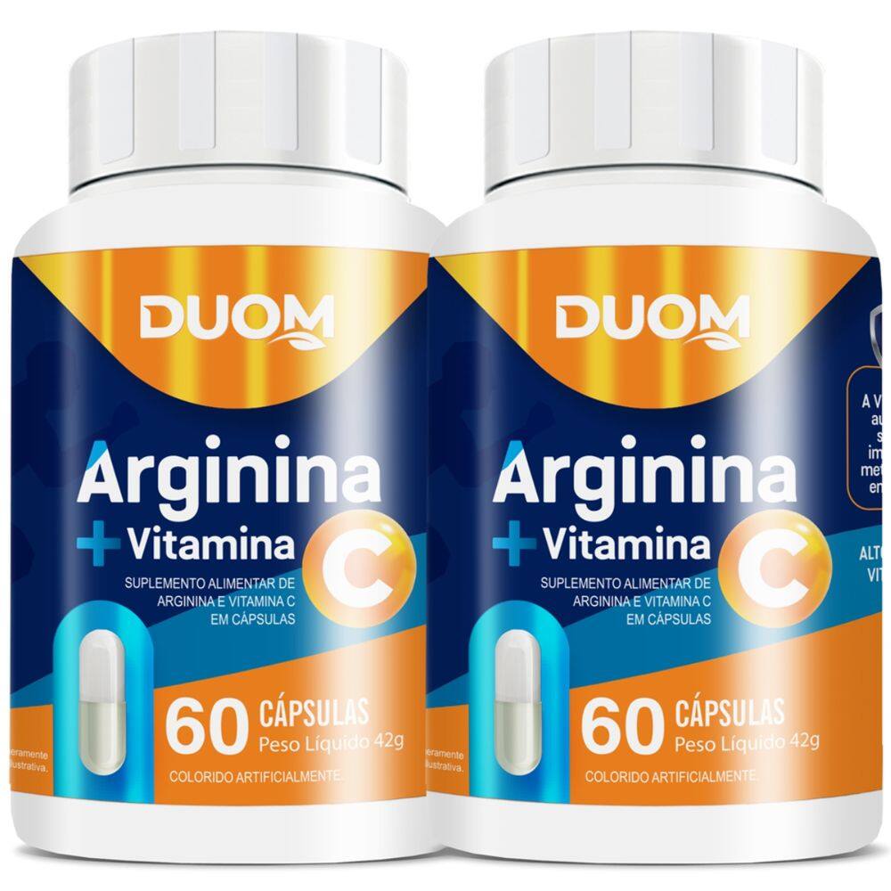 Kit 2 Arginina Com Vitamina C 60 Caps Cada Total 120 Cápsulas Clean Label - Duom