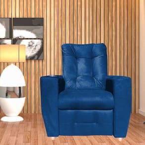 Poltrona Do Papai Reclinável Suede Porta Copo Perola Marinho
